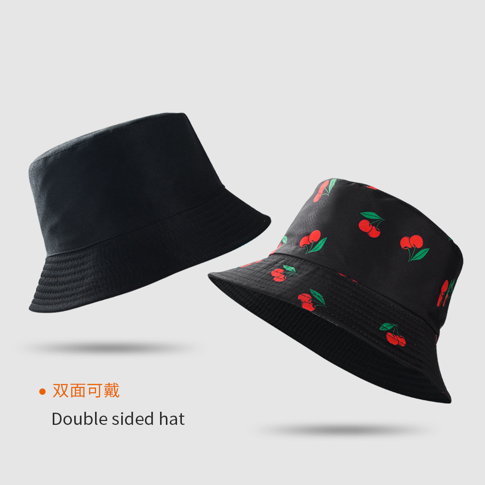 120g Weight European And American Fisherman Cherry Simple Versatile Sunscreen Sun Visor  Flat-top Double-sided Wear Basin Hat