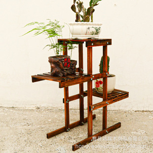 Household Solid Wood Flower Rack Multi-Layer Indoor Balcony Simple Storage Rack Succulent Living Room Pothos Flower Pot Rack Floor-Standing