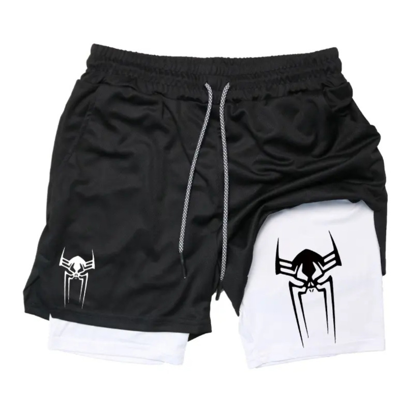 2024 summer new cross-border Y2K dark spider AliExpress hot men's double fitness sports casual shorts