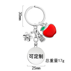 Keychain Cross-border Owl Apple Flower Graduation Season Teacher's Day Gift Metal Keychain