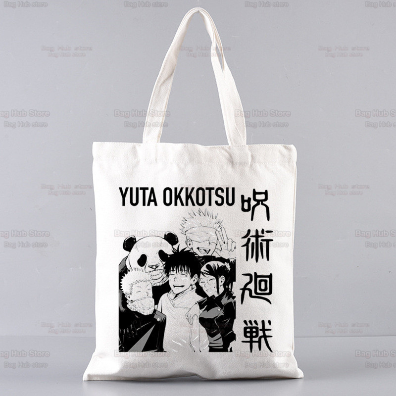 Jujutsu Kaisen Gojo Goku impresa bolsa de lona Harajuku bolso de hombro bolso de moda estudiante bolsa de compras