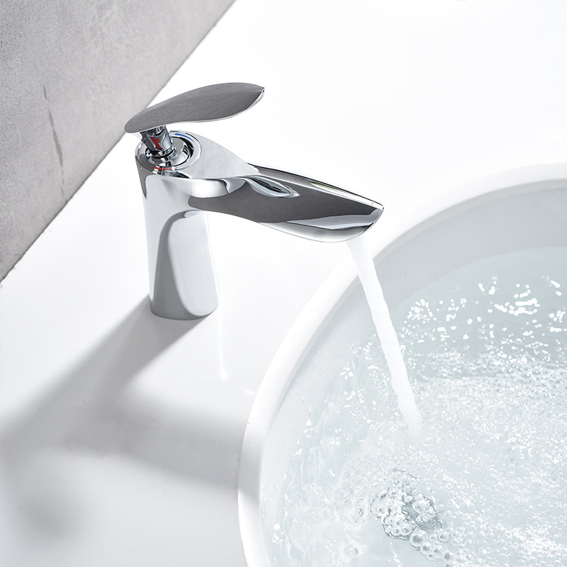 Jiumu all-copper Nordic-style golden washbasin faucet, bathroom, single-hole cold and hot water washing basin, washbasin and countertop undefined