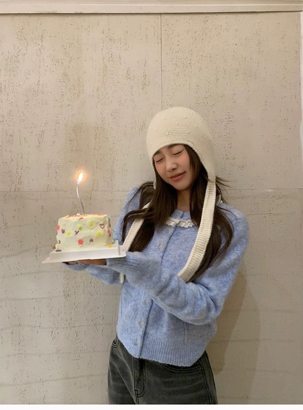 韩系毛衣女甜美清新可爱短款针织开衫简约蕾丝花边领2025早秋新款|undefined