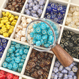 Glass Flower Beads Hawaiian Small Flowers Multi-Color Flower Beads Loose Beads DIY Handmade Bracelet Necklace Jewelry Accessories
