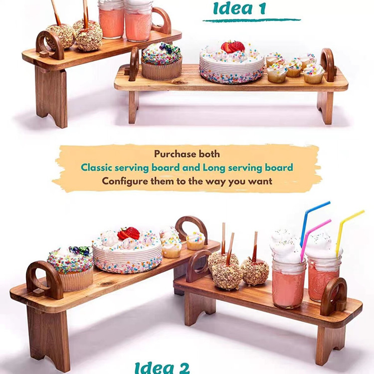 Nordic occidental restaurante pastelería plato de fruta madera de acacia Plato decorativo estante de madera bandeja de postre doméstico