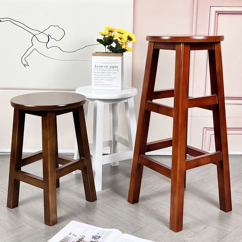 Solid Wood Bar Chair, Bar Stool, High Stool, Milk Tea Shop Stool, Photo Stool, Cashier Stool, Mobile Phone Shop Stool, Restaurant Stool