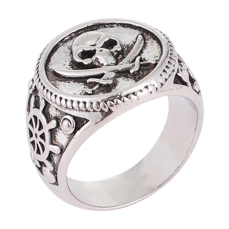 Yun Jin nuevo anillo de calavera pirata personalizado punk hip-hop anillo de aleación de hombre