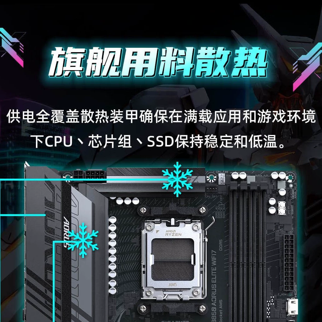 Материнская плата Gigabyte B850 AORUS ELITE WIFI7 DDR5, совместима с процессорами AMD AM5 (7900)