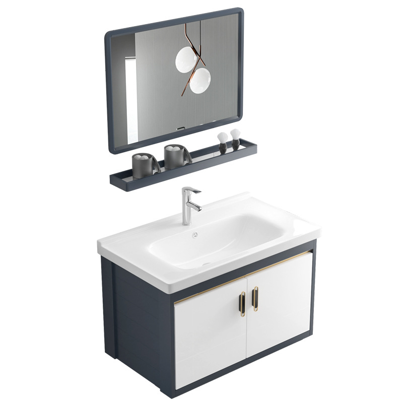 Placa de roca gabinete de baño combinación de lavabo integrado cuarto de baño apartamento pequeño lavabo gabinete mesa de lavado Luz de lujo espacio de aluminio gabinete colgante