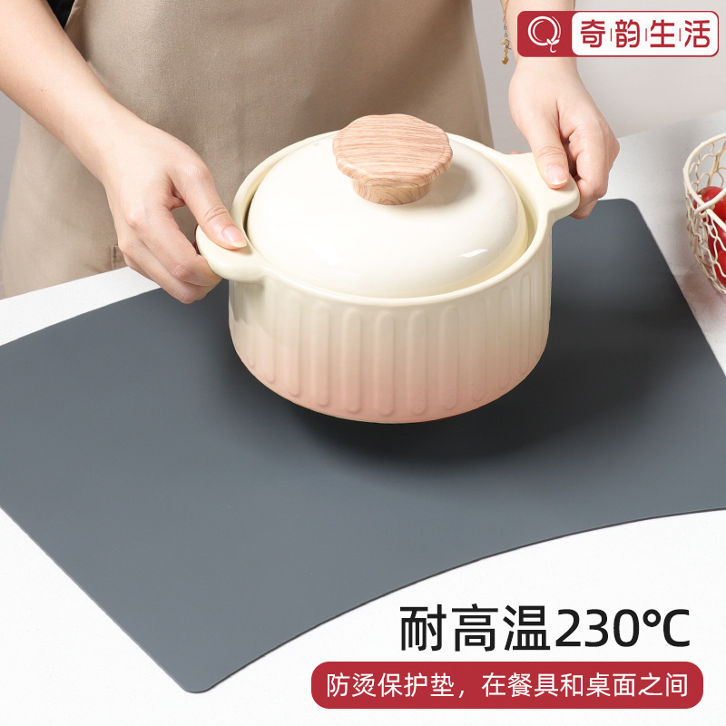 新しい中国風のラウンドテーブル扇形のシリコンプレースマット厚みのある断熱マット火傷防止食品グレードのテーブルマットホテルレストラン|undefined