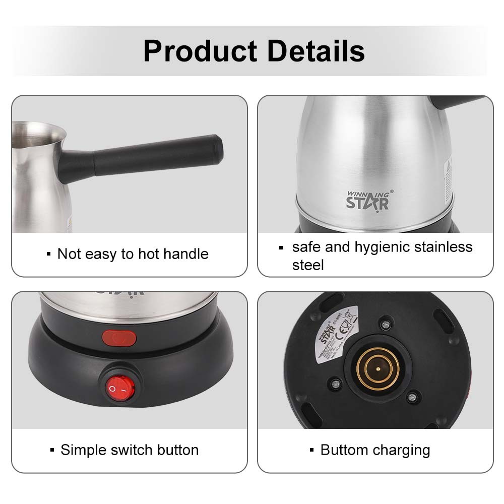 Winning Star Cross-border hogar pequeño aislamiento de mano cafetera Türkish Coffee Kettle