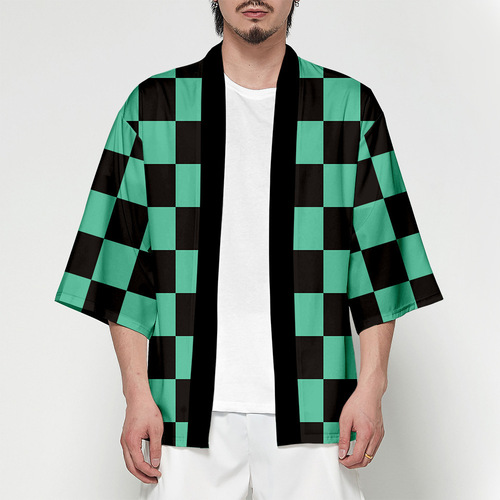 Anime and Manga Demon Slayer Tanjiro and Nezuko Cosplay Same Style Cloak with Feathered Edge for Children at Comic Con