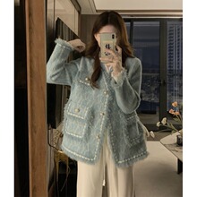 秋冬新款大码微胖显瘦小香风长袖外套女超好看流苏上衣