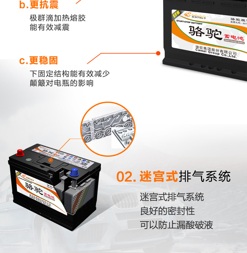 Camel Efb60 Start-Stop Battery H5 Suitable for Changan Haval H6 Car Start-Stop Battery Wholesale Used