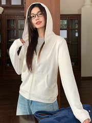 木子恋新秋冬连帽拉链女新款纯色厚款休闲卫衣高级感软糯上衣外套