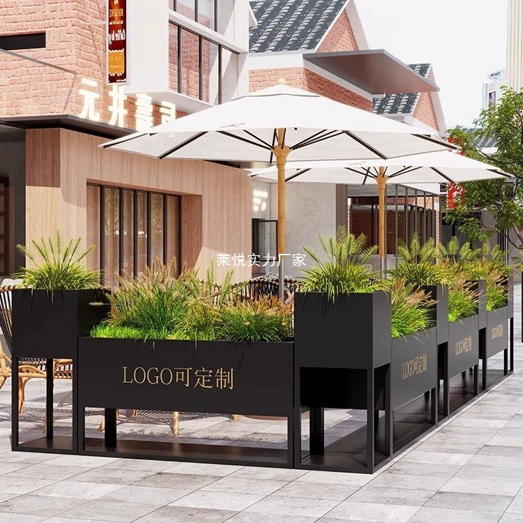 Комбинированный прямоугольный цветочный ящик из кованого железа для открытого двора, сада, гостиницы, муниципального ограждения, цветочный бордюр