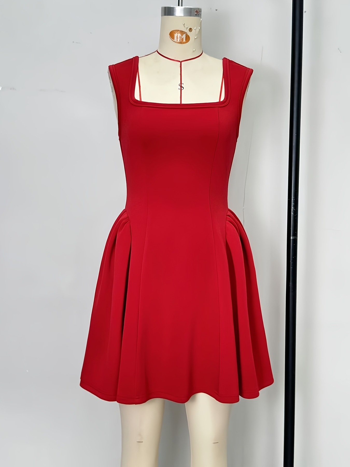 Spring Autumn French Dress Retro Air Layer Fabric Sleeveless Solid Color Stretch Princess Dress