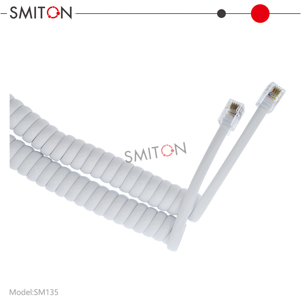 sm135工厂环保电话弹簧线 高质量电话手柄线RJ9-4P4C环保电话曲线