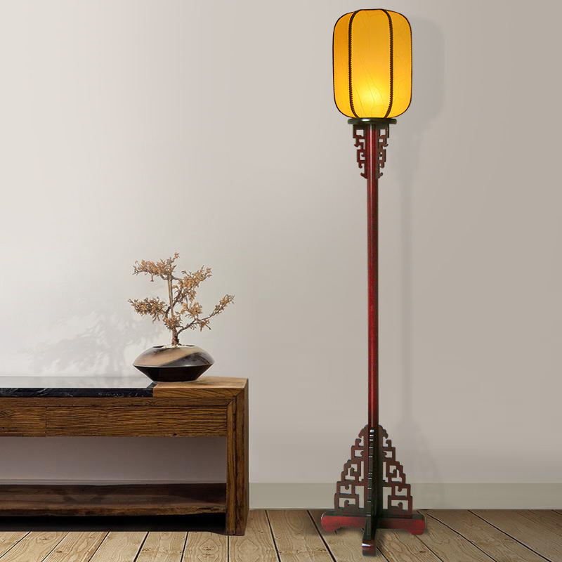 Chinese Antique Floor Lamp Zen Solid Wood Living Room Bedroom Dining Room Corner Bedside Retro Road Guide Vertical Palace Lantern