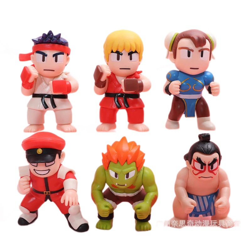 6 фигурок Street Fighter версии Q Chunli Ken Gulie Long Vega Fighter, игрушечная модель, кукольные украшения