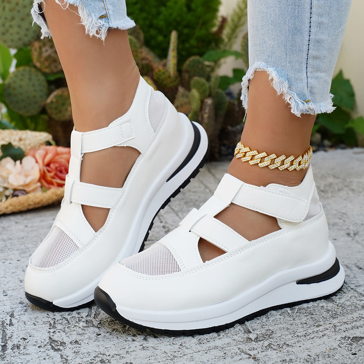 shoes wedge heel with velcro