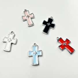 新款十字架微镶醋酸板吊坠  饰品配件十字架坠子单坠项链耳环挂件