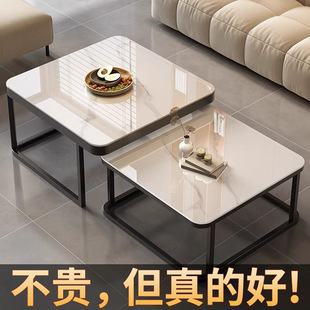 Slate Coffee Table Living Room Home 2024 New Style Accessible Luxury High-End Retractable Normcore Square Small Coffee Table Small Apartment
