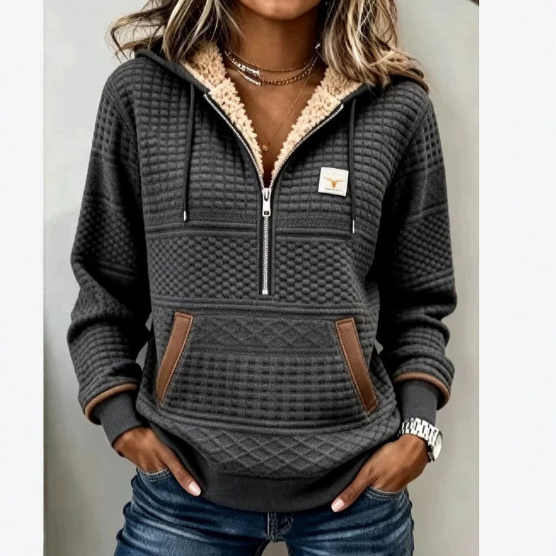 26 Amazon independent site cross-border European and American Viking-themed printed ethnic style women's half-zip hooded sweatshirt 26 Amazon independent site cross-border European and American Viking-themed printed ethnic style women's half-zip hooded sweatshirt