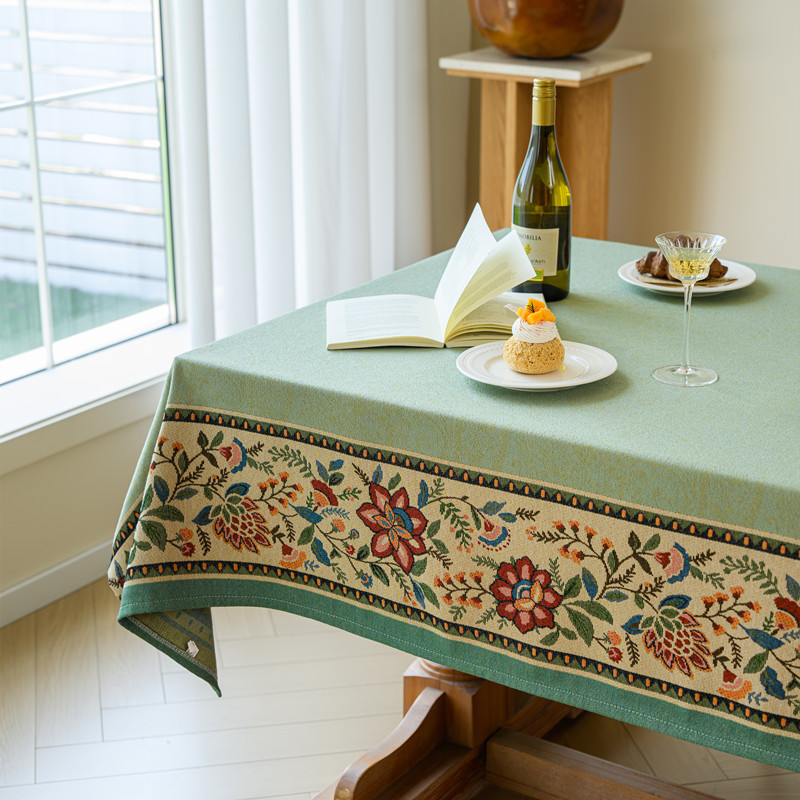 Amerikanischer Retro-Stil, Polyester-Baumwolle, garngefärbt, Jacquard, Ethno-Stil, Pflanzenmuster, europäischer Stil, floral, rechteckig, Kaffee_voghion.com