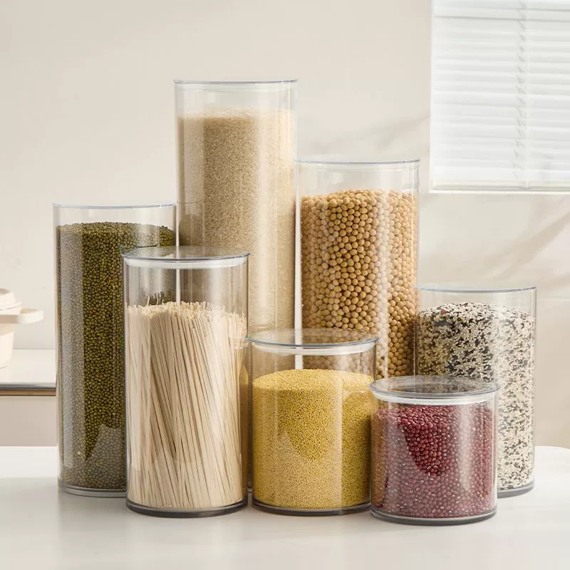 Герметичные банки для пищевых продуктов, ящики для хранения зерна, кухонные бытовые контейнеры для хранения закусок, пластиковые прозрачные банки для хранения свежих продуктов.