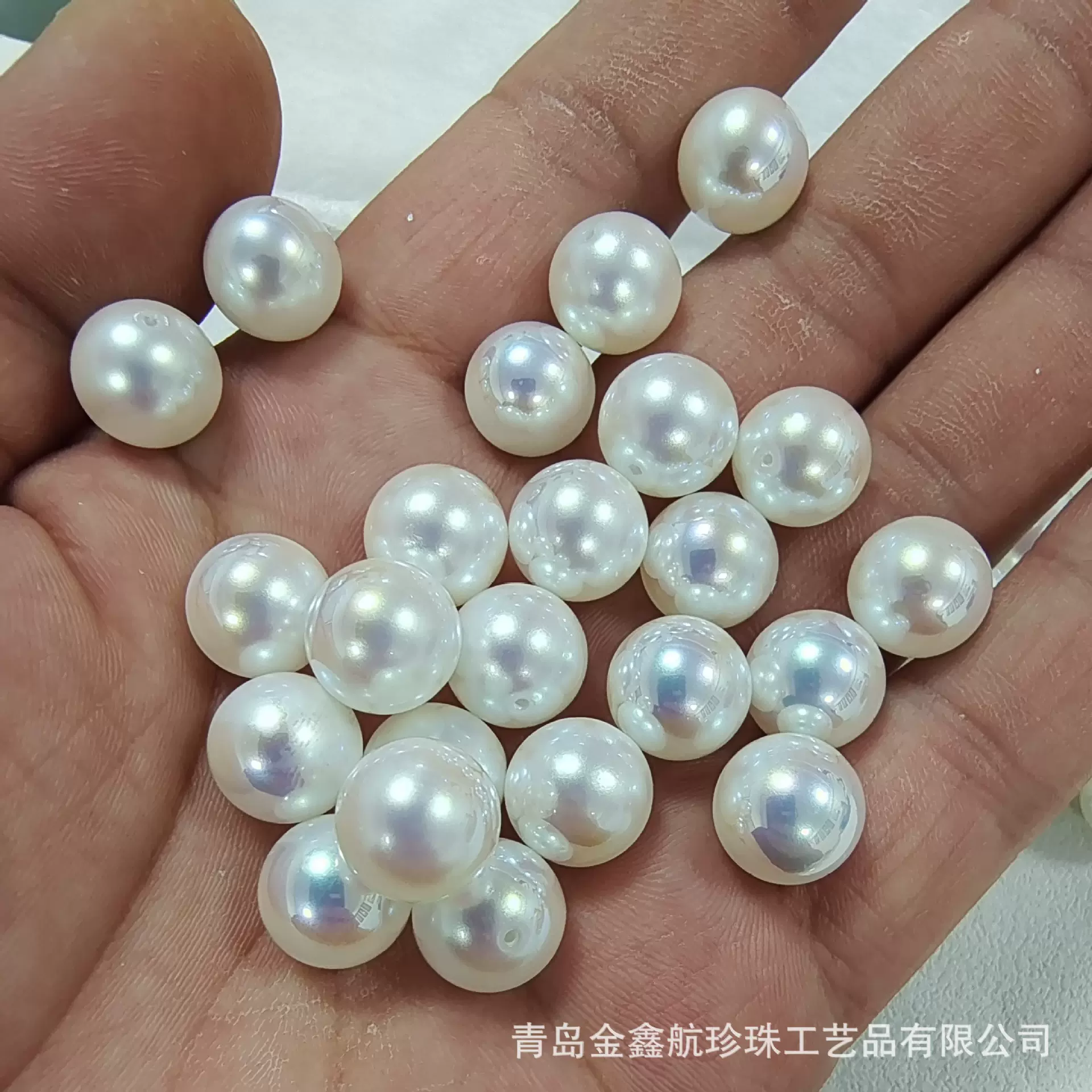 水晶玻璃半孔马贝珍珠 高亮炫彩散珠单孔仿珍珠耳饰吊坠DIY 配件