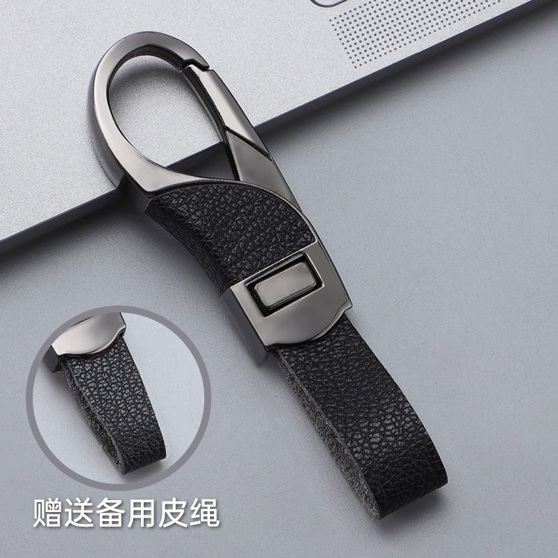2024 llavero de coche transfronterizo explosivo, botón a presión de cuero de alta gama, colgante de llavero de negocios simple y personalizado