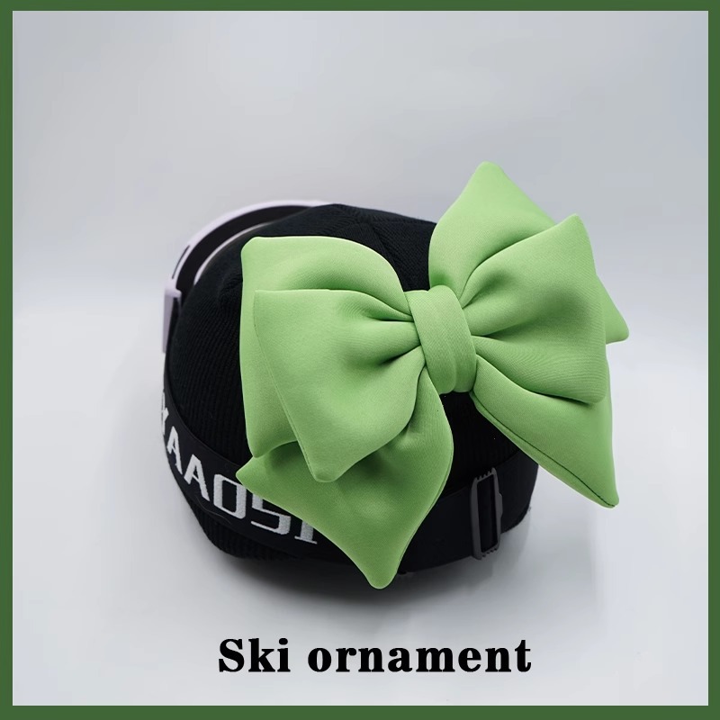 Avocado Green Double Layer Bowknot Ski Helmet Cover (Auto Parts and Accessories) - avocado-green-double-layer-bowknot-helmet-cover-only