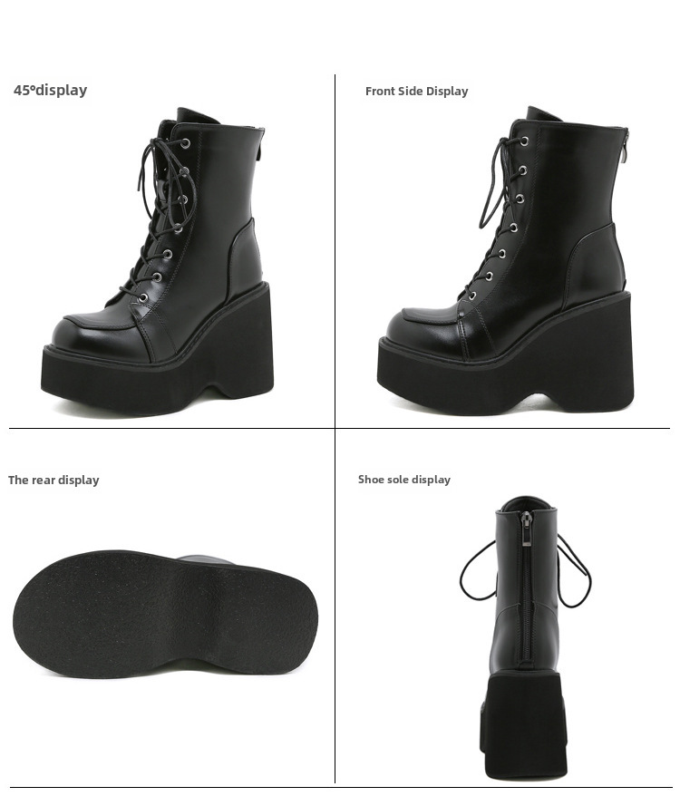 Platform Boots For Women Round Toe Back Zipper Martin Style_voghion.com