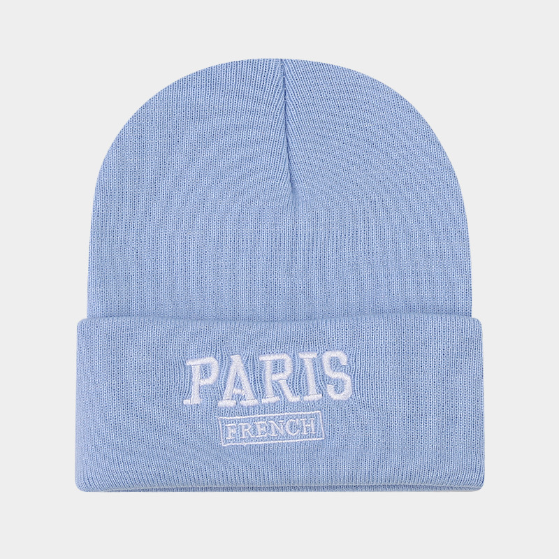 Korean version of Instagram large edition knitted for women with small embroidered letters, woolen pullover hat, big_voghion.com