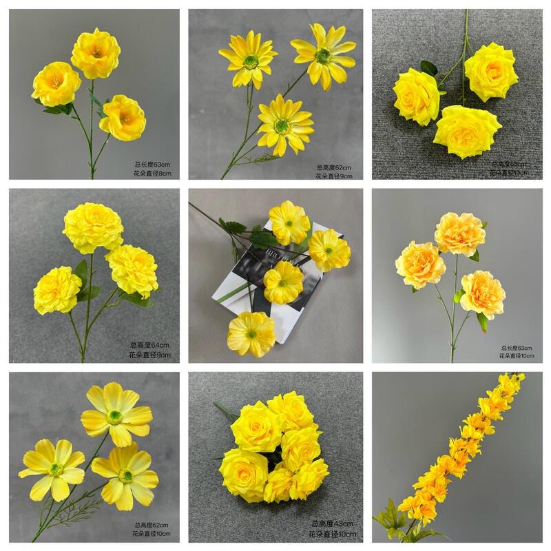Yellow Simulated Flowers and Leaves, Korean Wedding Floral Arrangements, Fake Flowers, Forest-Style Hotel Road Guides, Flower Arrangements, Floor Flower Arrangements