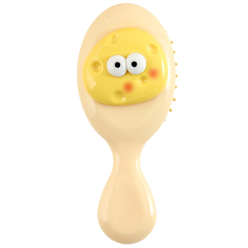 Cute airbag queso de dibujos animados niñas peines portátiles plegables airbag espejo 2 - en - 1 mini peines de mano