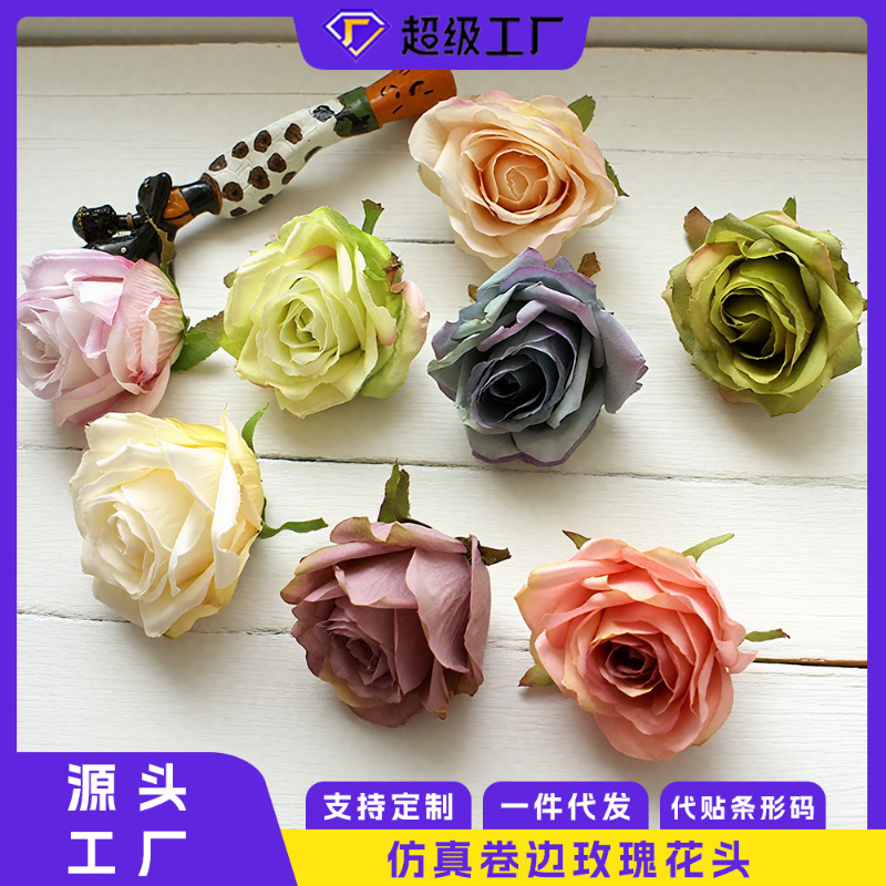 Fábrica directa de simulación de bordes de rosas de seda europea pequeños accesorios de disparo de artículos de boda