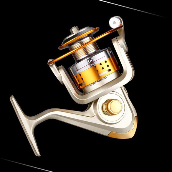 Rueda de pesca de cabeza totalmente metálica JE Serie 12 ejes cabeza de metal rueda de pesca rueda giratoria carrete de pesca mar Polo rueda carretera rueda asiática