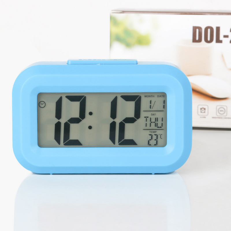 Creative Bedside Alarm Clock Office Bedroom Study Electronic Clock Luminous Date Thermometer Timer Mini Alarm Clock