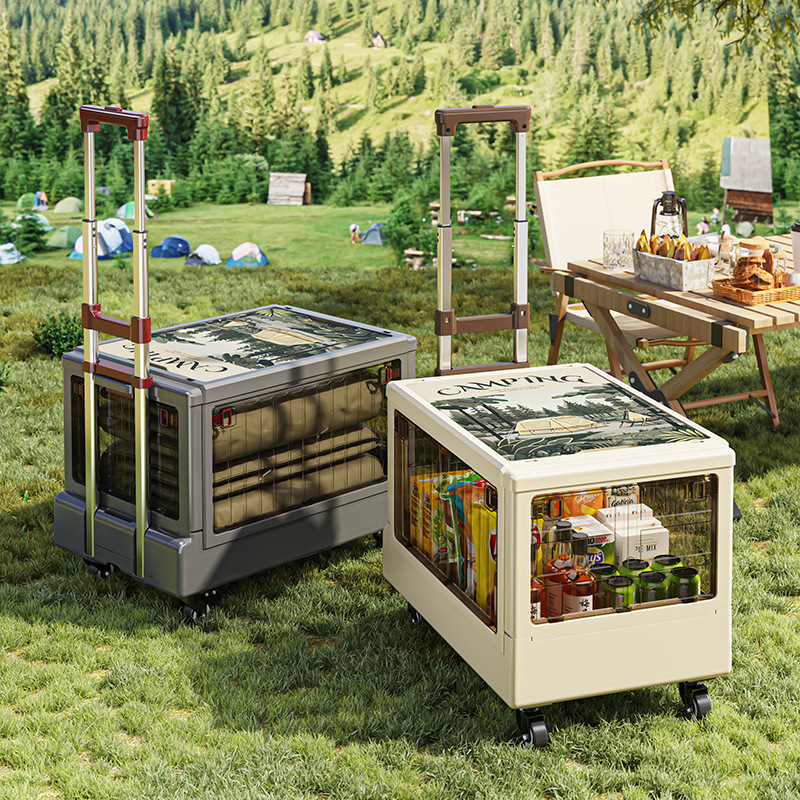 Carefully Selected Hidden Trolley Multi-Door Large-Capacity Storage Box Camping Trolley Outdoor Folding Storage Box