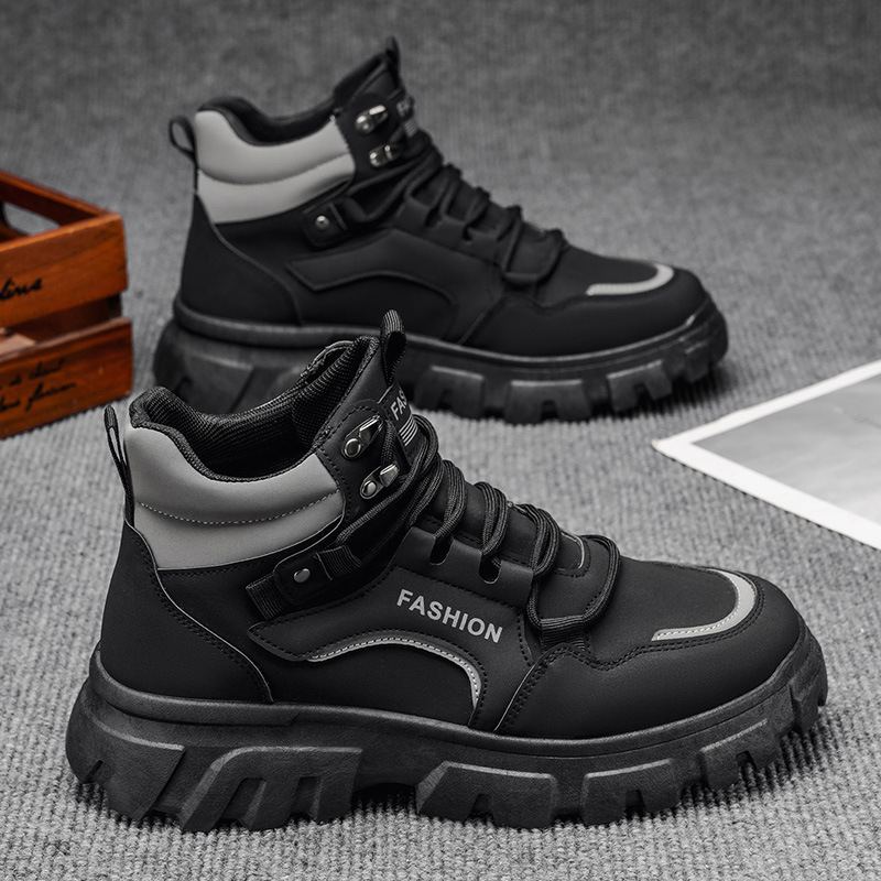 Men's Martin Boots Autumn Breathable High-Top Work Shoes Fashionable Versatile Thick-Soled Non-Slip Casual Short Boots_vogvips.com