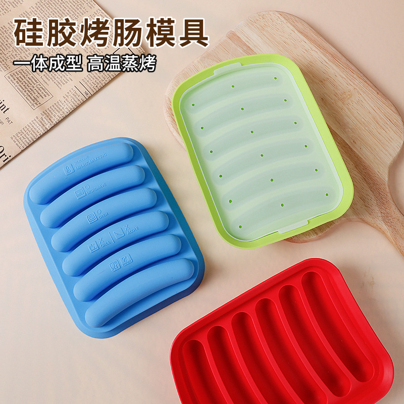 Sausage Mold High Temperature Resistant Sausage Baby Baby Food Supplement Household Silicone Grinding Tool to Make Ham Sausage Mold Box Cross-Border