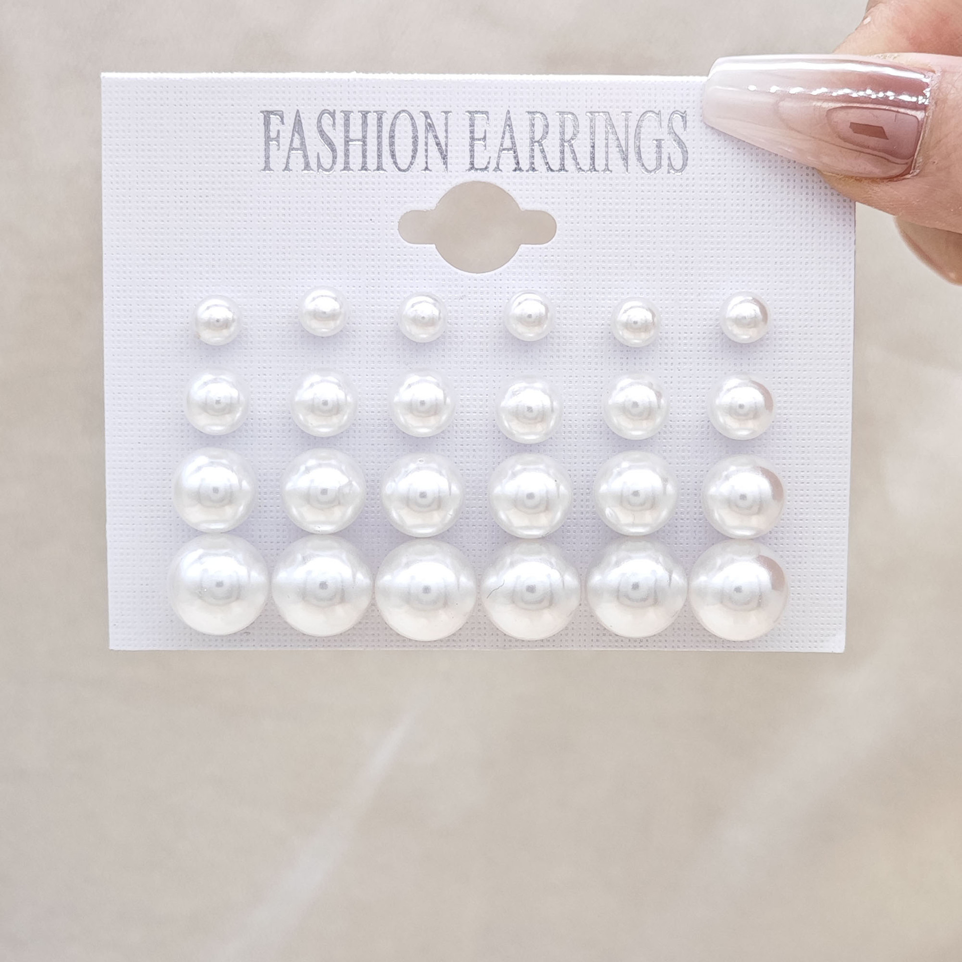 Juego de aretes de perlas de zirconio multicolor – simple, versátil, nuevo producto transfronterizo