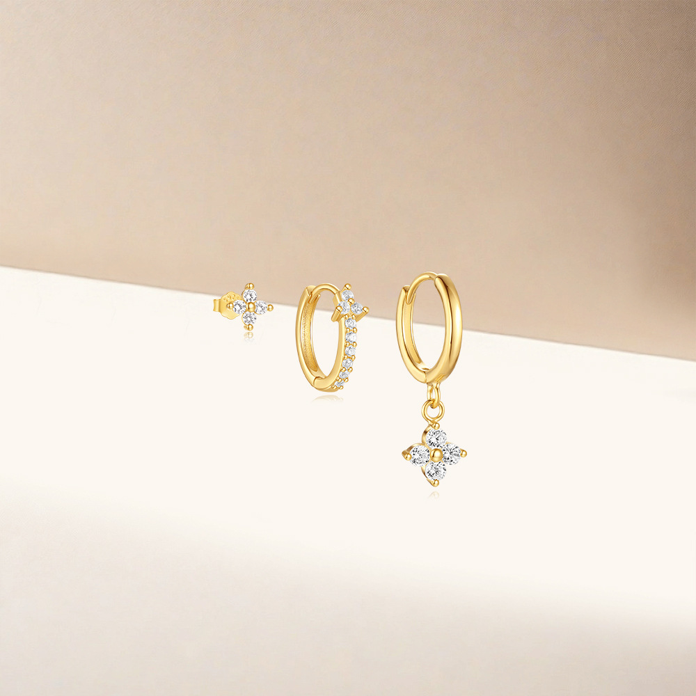 6g Weight 925 Sterling Silver Ear Needle Material Earrings Classification 3 Pieces Quantity Holiday, Travel, Daily Occasion 925 Sterling Silver Material Geometric Pattern Women's Gender Plating Design Simple Style Style 3 Pieces 925 Sterling Silver Geometric Earrings 10