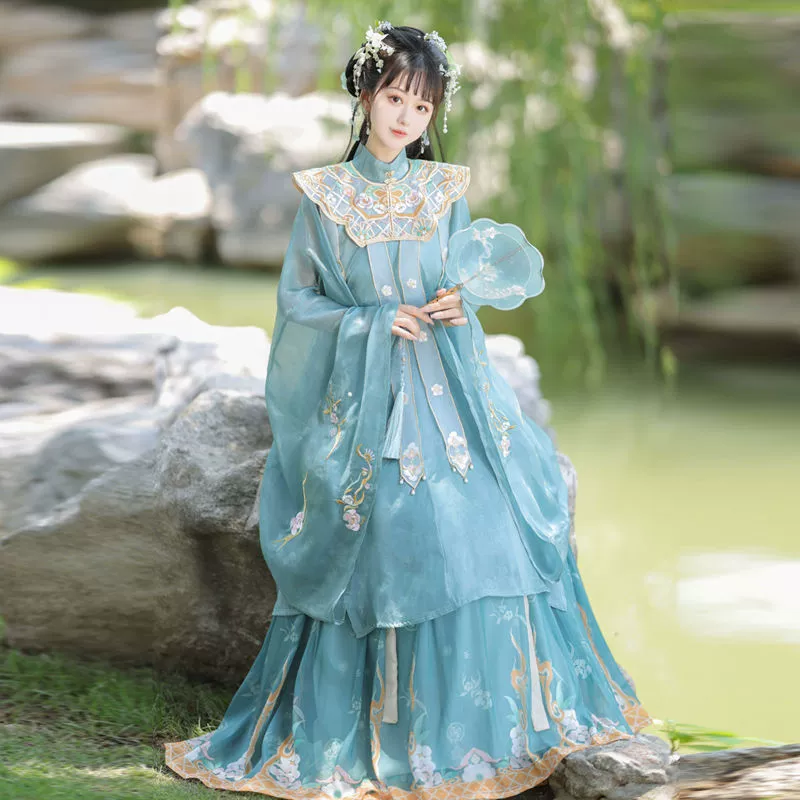 Новый Hanfu женская зеленая пряжа