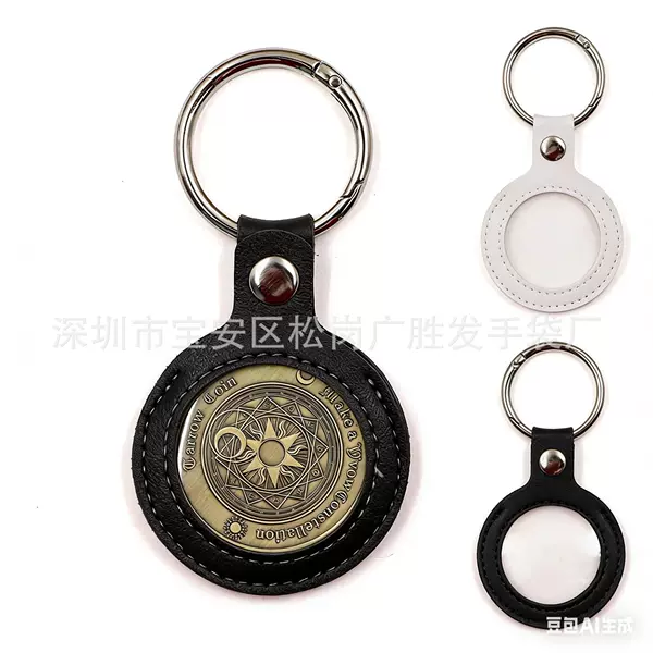 In-Stock Half Dollar 20 Gold Commemorative Coin Leather Case Standard Challenge Coin Storage Case Vintage Collectible Coin Keychain