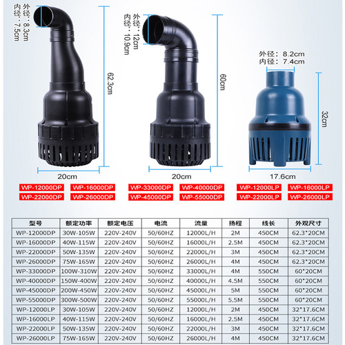Songbao water pump fish pond circulation filter pump submersible pump water filter pump koi pond large flow pipe water pump