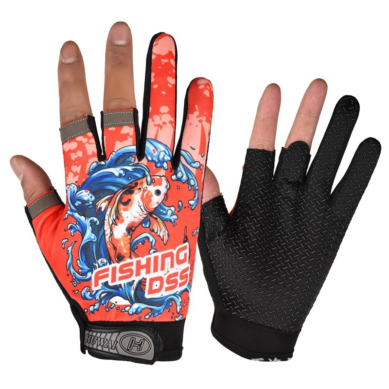Guantes de pesca fugas de tres dedos Road Yafei pesca anti-mar pesca con dedos expuestos Express guantes de escritura transpirable antideslizante