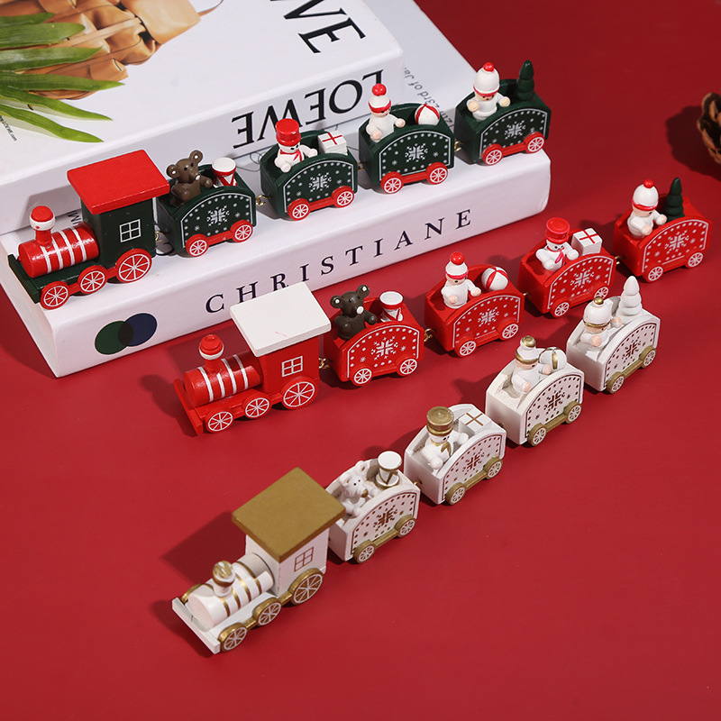 140g Weight Christmas Cute Train Wood Party Carnival Decorative Props